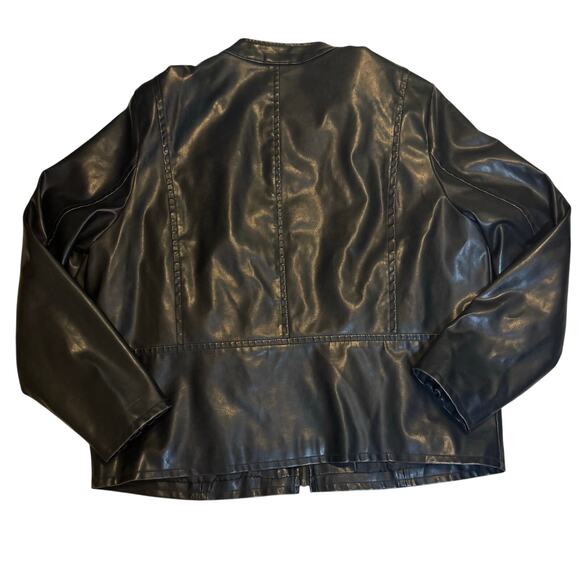 LEVIS Black Vegan Leather Zip-Up Mens Moto Biker Bomber Jacket Size XXL - Picture 12 of 16